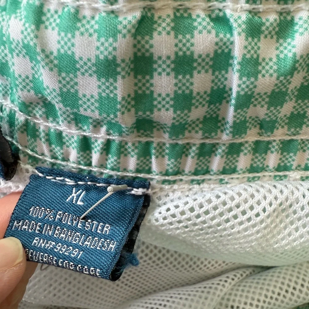 Men's Green White Checkered Swim Shorts